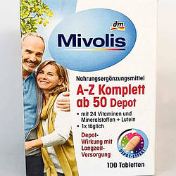 Біологічно активні добавки з 24 вітамінами та мінералами Mivolis AZ Komplett ab 50 Depot, 100 шт, Вітаміни та харчові добавки