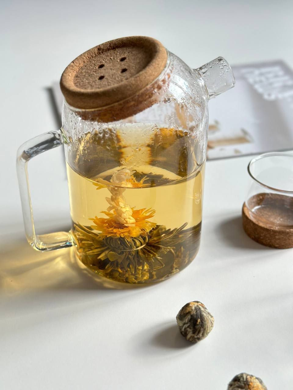 Чайник заварочный Olens "Button" 1000 мл стеклянный c пробковой крышкой ...