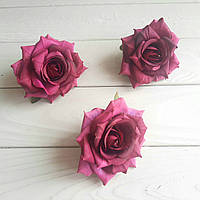 Роза из ткани цвет остролистая бордовая (головка без листьев) - 9 см