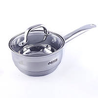 Ківш-сотейник з кришкою з нержавіючої сталі Benson об'ємом 1 л
