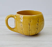 Чашка керамическая Флора глазированная желтая 150мл