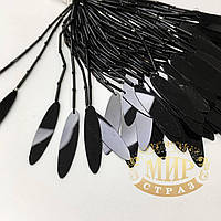 Склярусні нитки з овалевою паєткою, колір Black, довжина 8см (10 штучок)