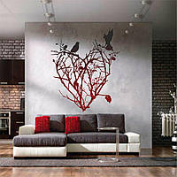 Трафарет для покраски, Сердце из ветвей, одноразовый из самоклеющей пленки 130 х 115 см