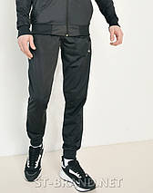 М-2XL. Чорні чоловічі спортивні штани на манжеті із трикотажу лакости, практичні та зносостійкі, фото 2