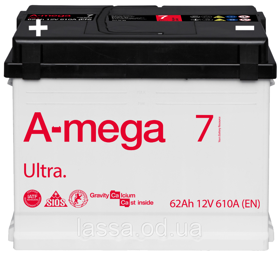 Акумулятор A-Mega Ultra 62 (1) А·год лівий плюс
