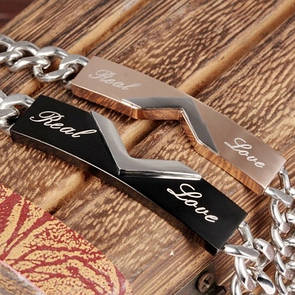 Парні браслети для закоханих з нержавіючої медичної сталі "Час любові"