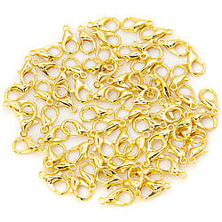 Карабін в упаковці +-50 шт. 12 мм Золото яскраве