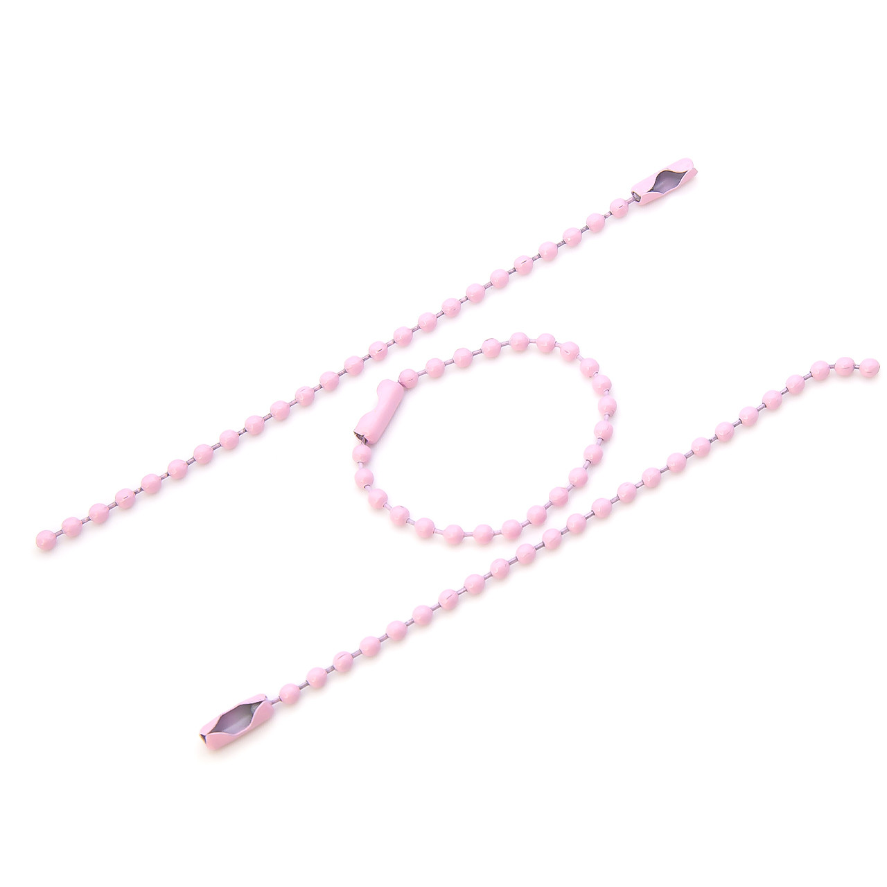 Ланцюг кульковий для брелків +-20 шт. 2,4х100 мм Рожевий світлий, фото 1