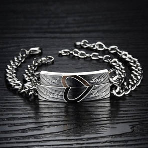 Парні браслети для закоханих з нержавіючої медичної сталі "З'єднання Сердець"