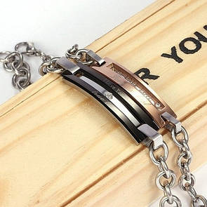 Парні браслети для закоханих з нержавіючої медичної сталі "Любовна історія"