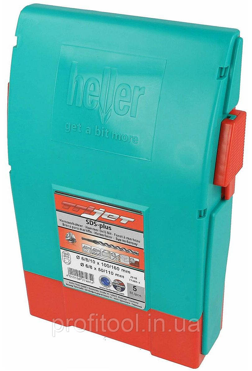 Набір бурів HELLER 6/8/10 x 100/160, 6/8 x 50/110 мм TriJET SDS-plus, залізобетон, граніт, бетон, цегла, мармур, клінкер (27465), фото 1
