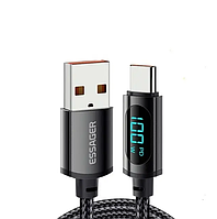 Кабель для швидкого заряджання Essager USB — Type C 100W з дисплеєм 2 м