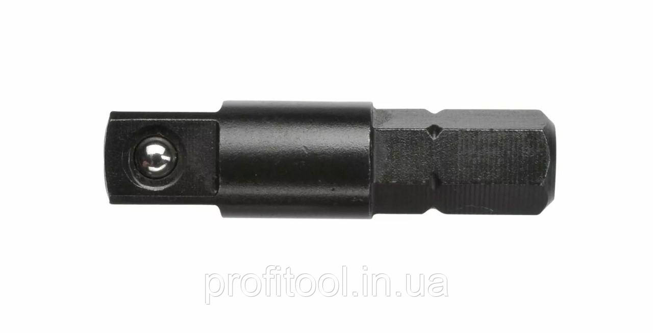 Перехідник FELO 1/4" HEX (шестигранник форма С 6,3) - 1/4" SQ (квадрат), для тріскачок та головок (09701910), фото 1