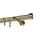 Карниз MStyle металлический для штор двухрядный Антик Болонь труба 16/16 мм кронштейн цылиндр 160 см
