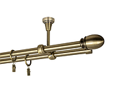 Карниз MStyle металлический для штор двухрядный Антик Белуно труба 16/16 мм кронштейн потолочный 160 см