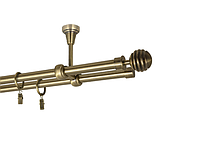 Карниз MStyle металевий для штор дворядний Антик Верона труба 16/16 мм кронштейн стельовий 160 см