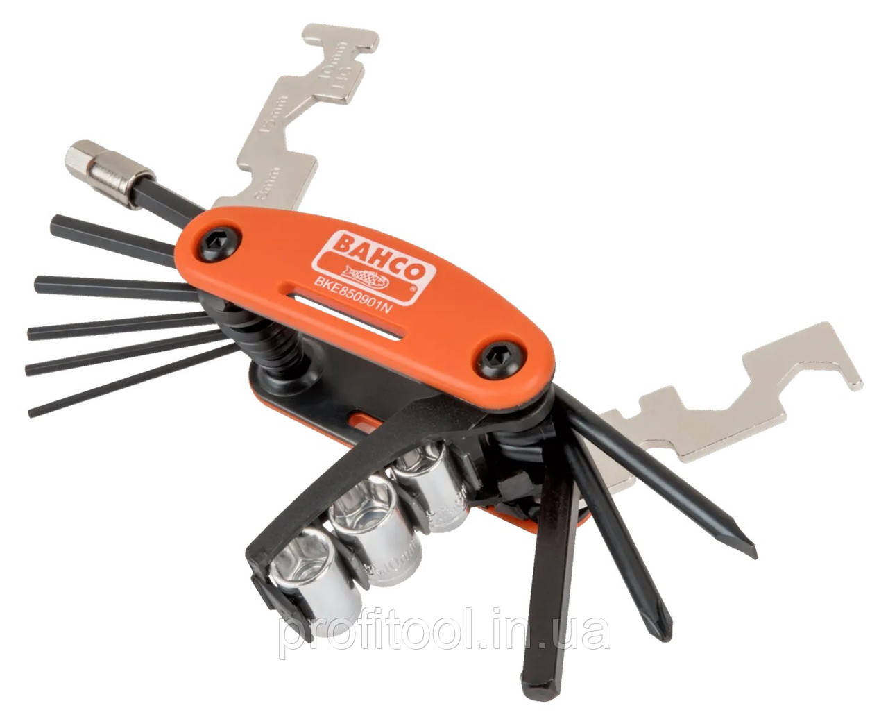 Набор инструментов Bahco для велосипедиста складывающийся, 17 предметов, ключи, головки, отвертки, в чехле (арт. BKE850901N), фото 1