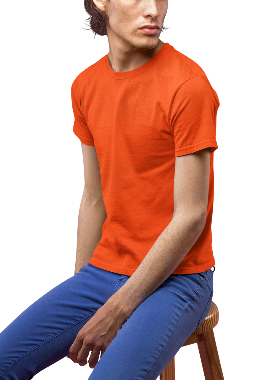 Футболка чоловіча жовтогаряча з турецького трикотажу, фото 1