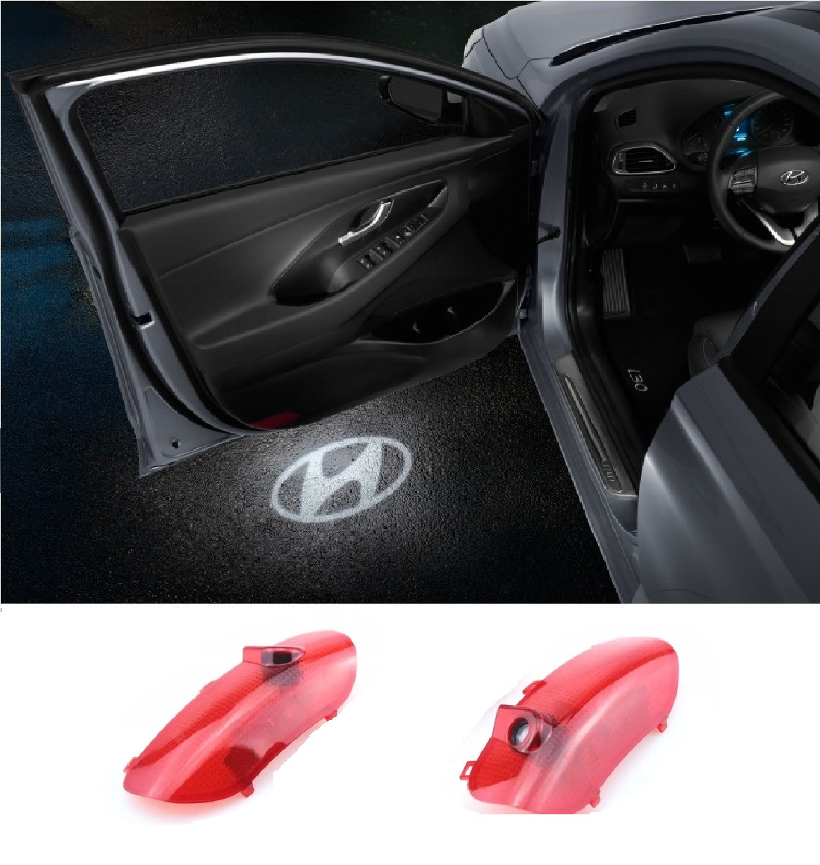 Підсвітка дверей з логотипом Hyundai Sonata (10-14) 2 шт.