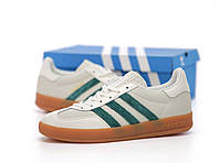 Мужские кроссовки Adidas Gazelle Indoor бело-зеленые