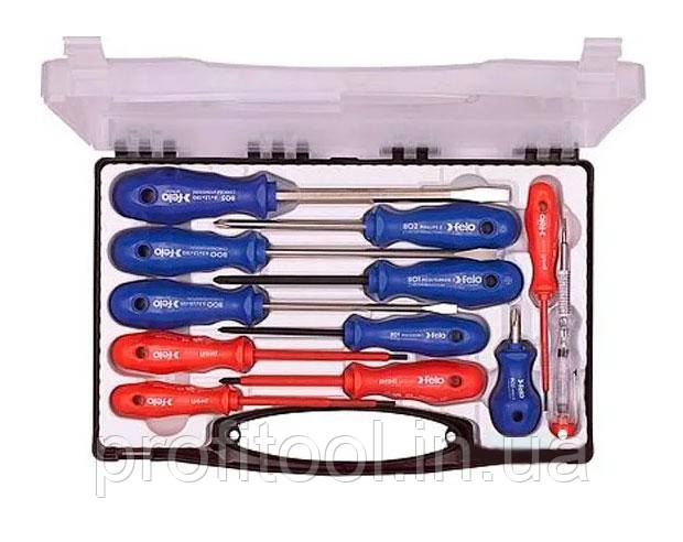 Набір викруток FELO комбінованих 11шт + викрутка-індикатор у пластиковій валізі. (80011396), фото 1