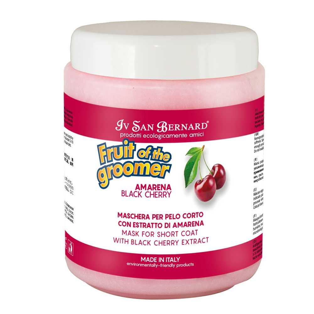 Маска Чорна Вишня Iv San Bernard Black Cherry з протеїнами шовку для короткошерстих собак та кішок, 1 л, фото 1