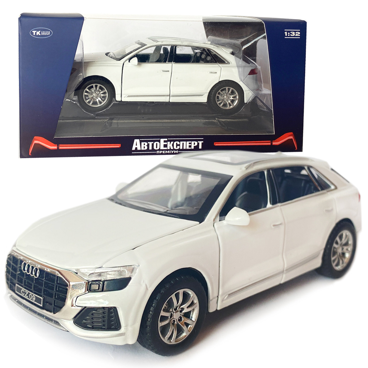 Машинка металева дитяча Audi Q8, Ауді, біла, 1:32, Автоексперт, звук,світло,інерція, відкр двері,багажник,капот, 16*6*5 (GT-08198), фото 1