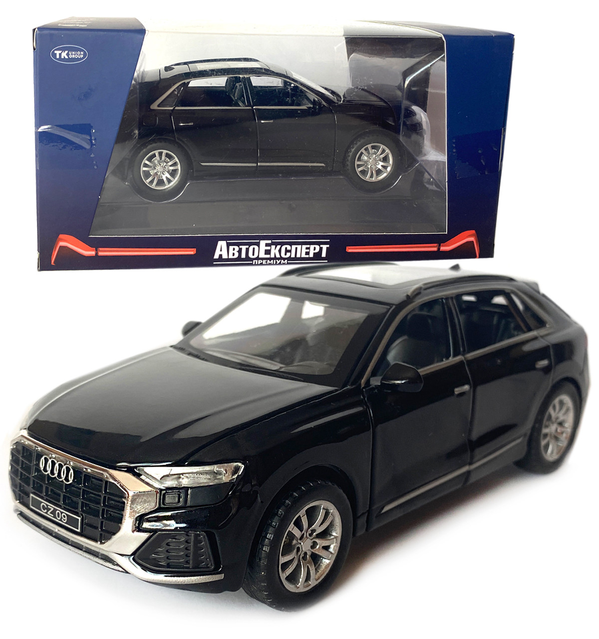 Машинка металева дитяча Audi Q8, Ауді, чорна, 1:32, Автоексперт, звук,світло,інерція, відкр двері,багажник,капот, 16*6*5, фото 1