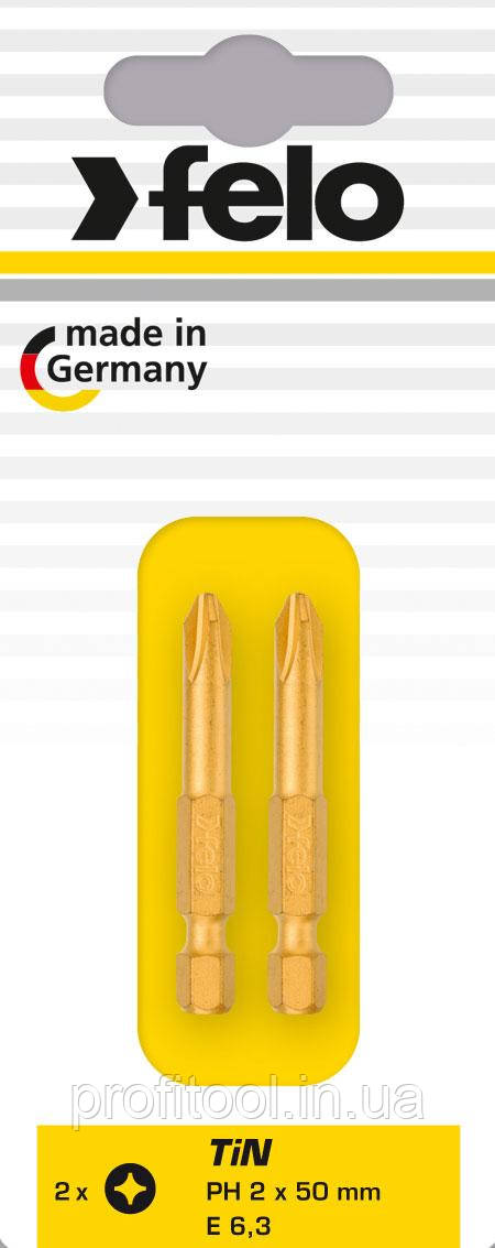 Біта FELO PZ2х50 мм TIN, 1/4", С 6,3, ВОХ (2 шт.) (03202567)