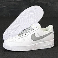 Женские кроссовки Nike Air Force 1 Low, кожа, белый, рефлектив, Вьетнам