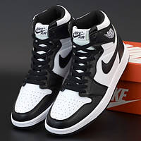 Мужские кроссовки Nike Air Jordan 1 Retro High, кожа, черно-белый