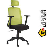 Офісне крісло з високою спинкою тканина Office4you BRAVO black-green (21144) салатовий