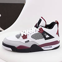 Мужские кроссовки Nike Air Jordan 4 Retro Paris Saint-Germain , кожа, белый, серый, черный, бордовый