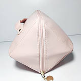 Косметичка жіноча шкірозамінник рожева скриня, фото 3