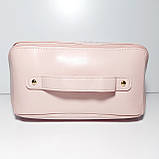 Косметичка жіноча шкірозамінник рожева скриня, фото 5