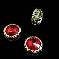 Стрази чатони в ажурних цапах Люкс, колір Light Siam, 14мм, 1 шт.