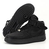 Мужские кроссовки Nike Air Force 1 Mid, кожа, черный, Вьетнам 43