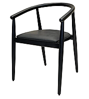 Стілець дизайнерський із натурального дерева Ясена з м'яким сидінням Mamont чорний сидіння шкіра натуральна Lovko