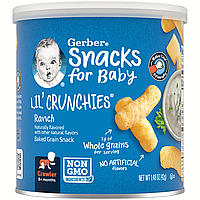 Gerber, кранчі для малюків від 8 місяців, палички зі смаком соусу ранч, 42 г