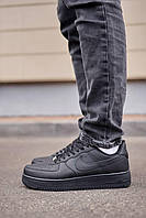 Мужские базовые демисезонные кроссовки черные Nike Air Force 1 Classic Premium Black