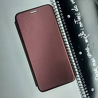 Чехол кожаный книжка бордовый с визитницей для Xiaomi Redmi Note 8 pro / Чехол книжка кожаная на редми нот 8 п