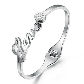 Жіночий браслет з нержавіючої медичної сталі "Love з камінням"