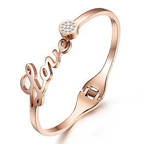 Жіночий браслет з нержавіючої медичної сталі "Love з камінням"