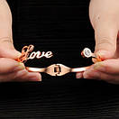 Жіночий браслет з нержавіючої медичної сталі "Love з камінням", фото 4