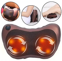 Массажная подушка для шеи и спины MASSAGE PILLOW QY-8028, массажер роликовый, Массажная подушка с подогревом