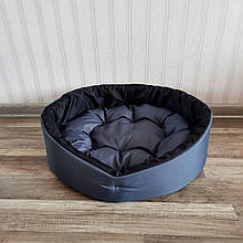 Лежак для собак та котів 40х50см лежак для невеликих собак сірий із чорним