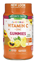 Детский жевательный витамин C и цинк, натуральный лимонный вкус от Nature's Truth, 60 мармеладок