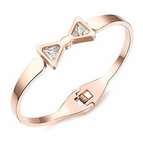 Жіночий браслет з нержавіючої медичної сталі "Кришталевий бантик"