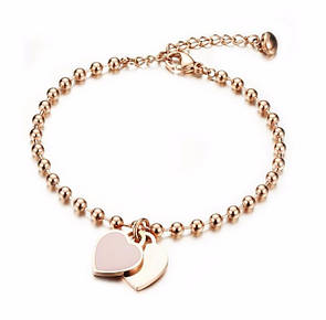 Жіночий браслет з нержавіючої медичної сталі "Two Hearts"