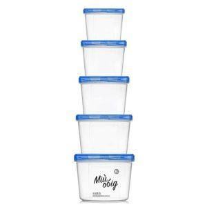 Набір круглих ємностей 0,2+0,3+0,5+0,7+1,0 л.1.0 Л (СИНЯ КРИШКА) 82с